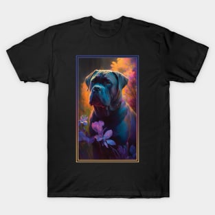 Cane Corso Dog Vibrant Tropical Flower Tall Digital Oil Painting Portrait T-Shirt